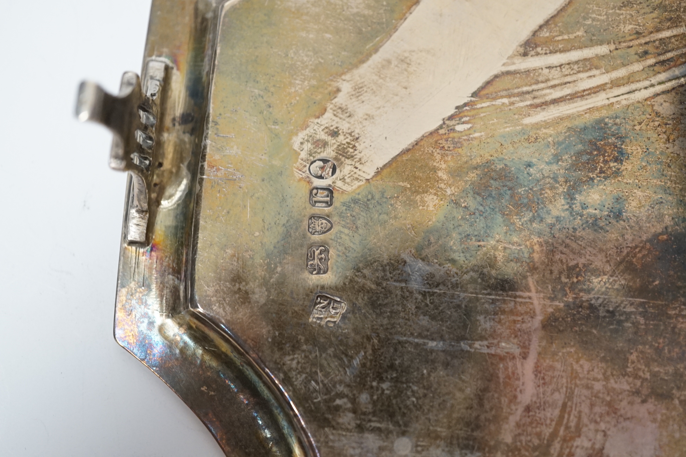 A George III silver teapot stand, with inswept corners, Urquhart & Hart, London, 1792, 13.7cm, 4.1oz.
